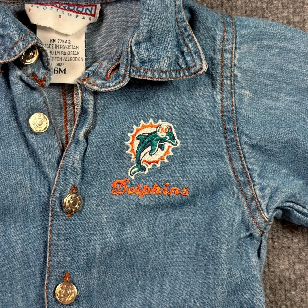 Miami Dolphins NFL Vintage Brandon Sportswear Denim Coverall Baby 6M Blue